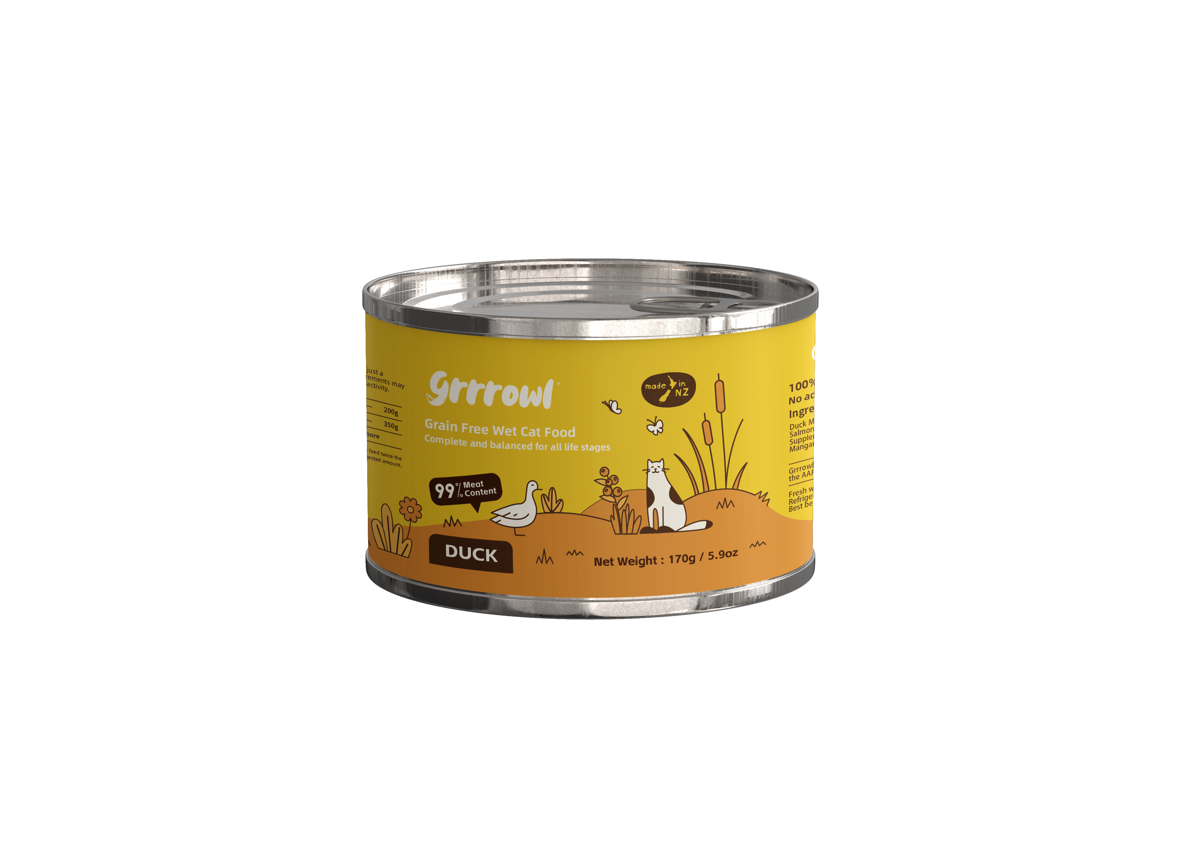 Grrrowl Grain Free Wet Food for Cats 170g – Duck - Click Image to Close